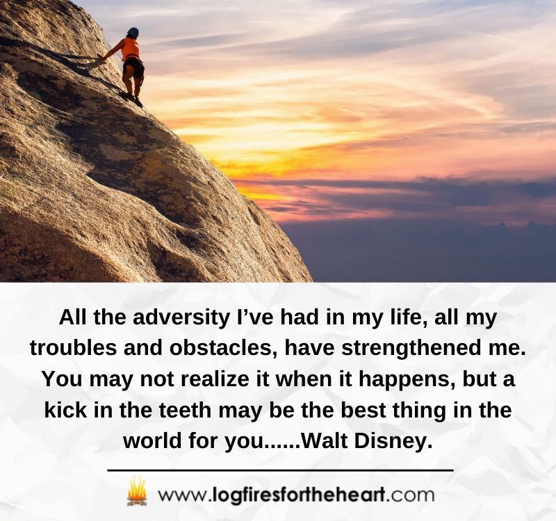 All the adversity I’ve had in my life, all my troubles and obstacles, have strengthened me. You may not realize it when it happens, but a kick in the teeth may be the best thing in the world for you......Walt Disney.