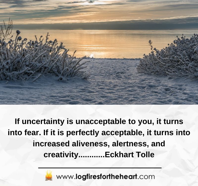 If uncertainty is unacceptable to you, it turns into fear. If it is perfectly acceptable, it turns into increased aliveness, alertness, and creativity............ Eckhart Tolle