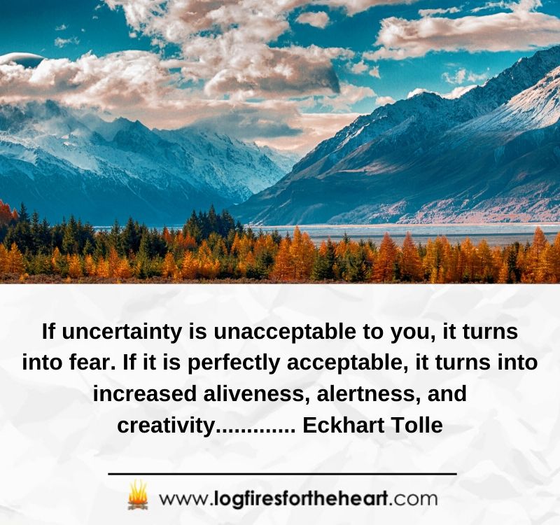 If uncertainty is unacceptable to you, it turns into fear. If it is perfectly acceptable, it turns into increased aliveness, alertness, and creativity............. Eckhart Tolle