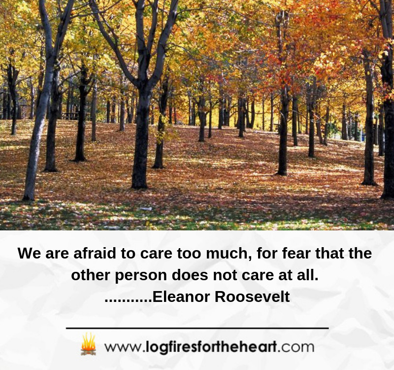 We are afraid to care too much, for fear that the other person does not care at all. ...........Eleanor Roosevelt