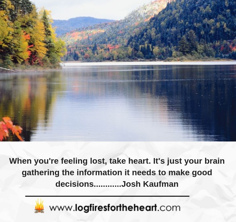 When you're feeling lost, take heart. It's just your brain gathering the information it needs to make good decisions............Josh Kaufman