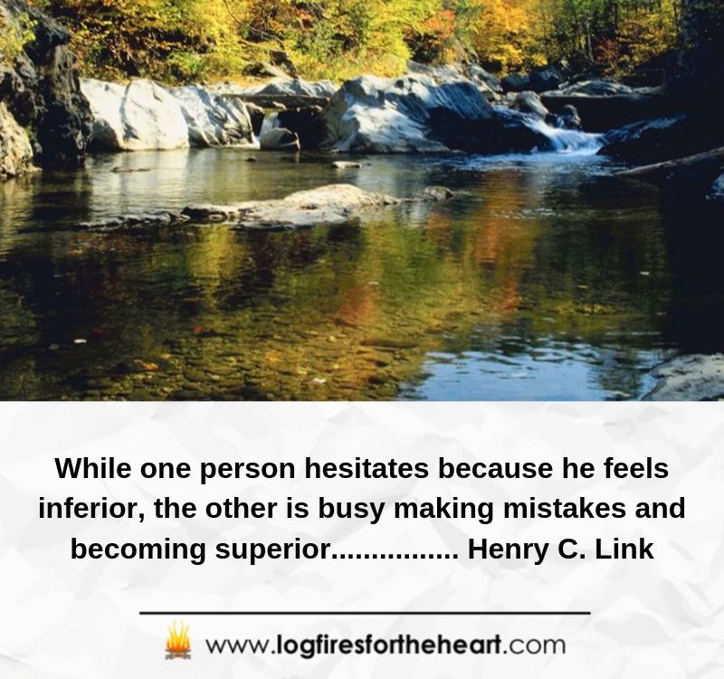 While one person hesitates because he feels inferior, the other is busy making mistakes and becoming superior... ............. Henry C. Link